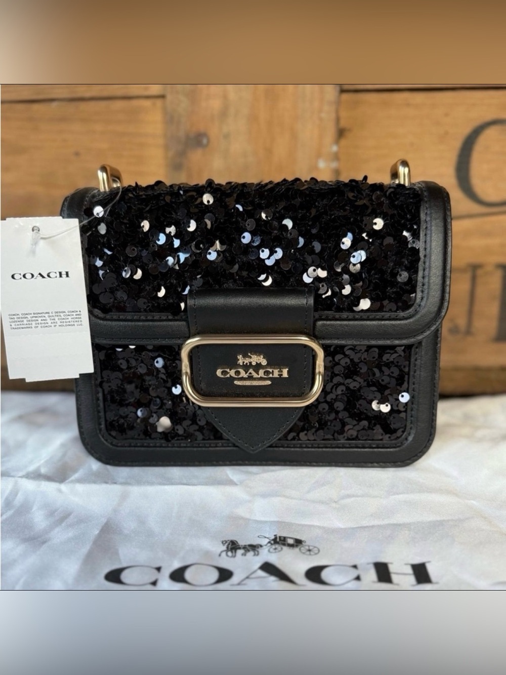 Coach Sequin Morgan Square Bag NWT
